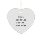 Japanese Bobtail Cat Mom Gifts, Heart Ornament, 'Best Japanese Bobtail Mom Ever', Christmas Unique Gifts from Friends to Family, Gifts for Japanese Bobtail Cat Lovers - Image 1
